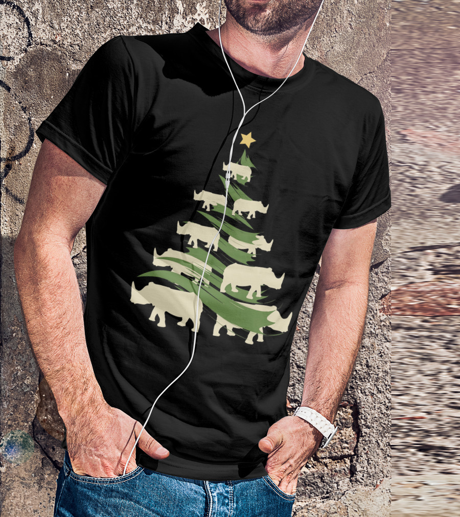 Rhino Christmas Tree Rhinotree Holiday Star T-Shirt