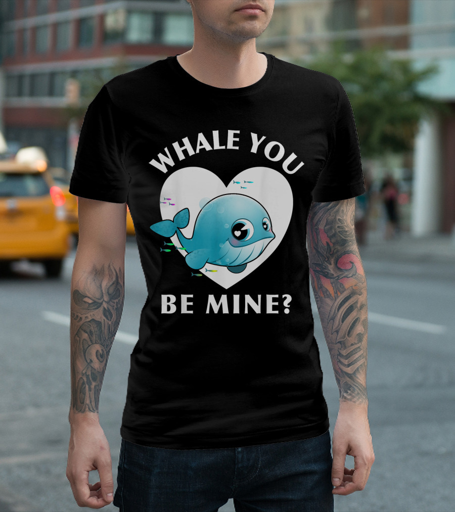 Whale You Be Mine Valentine's Day Cute Whale Heart T-Shirt