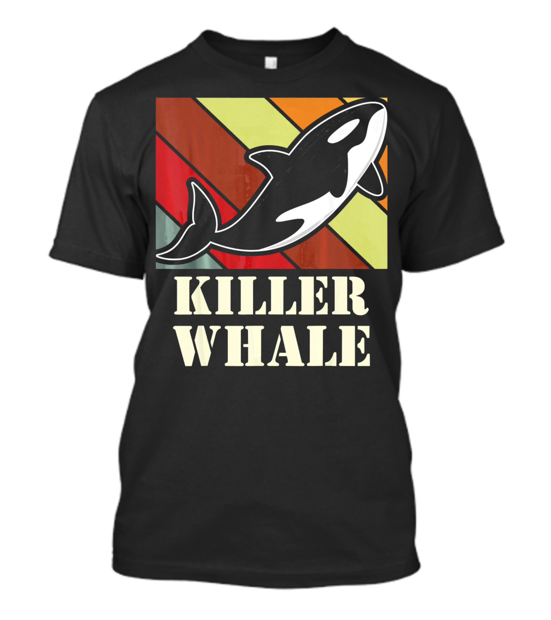 Killer Whale Vintage Jumping Retro Stripes T-Shirt