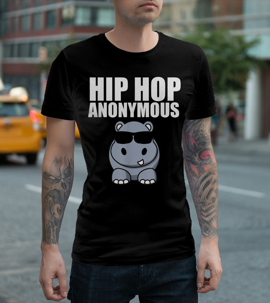 Sarcastic Funny Hip Hop Anonymous Cool Sunglasses Hippo T-Shirt