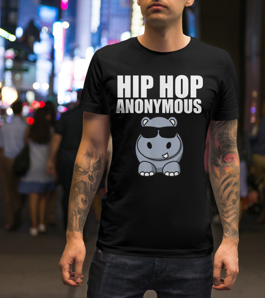 Sarcastic Funny Hip Hop Anonymous Cool Sunglasses Hippo T-Shirt