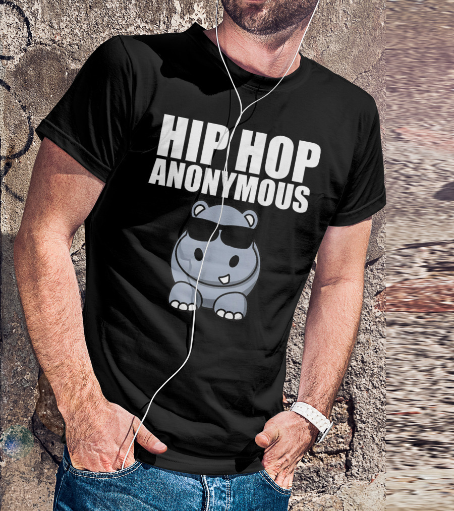 Sarcastic Funny Hip Hop Anonymous Cool Sunglasses Hippo T-Shirt