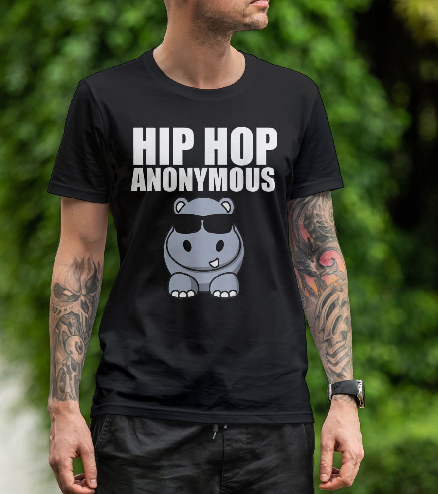 Sarcastic Funny Hip Hop Anonymous Cool Sunglasses Hippo T-Shirt