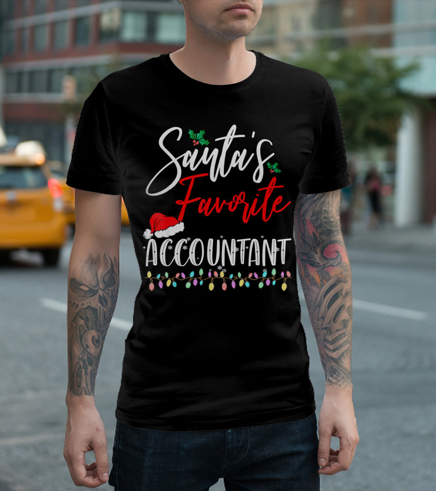 Santa's Favorite Accountant Holiday Lights T-Shirt