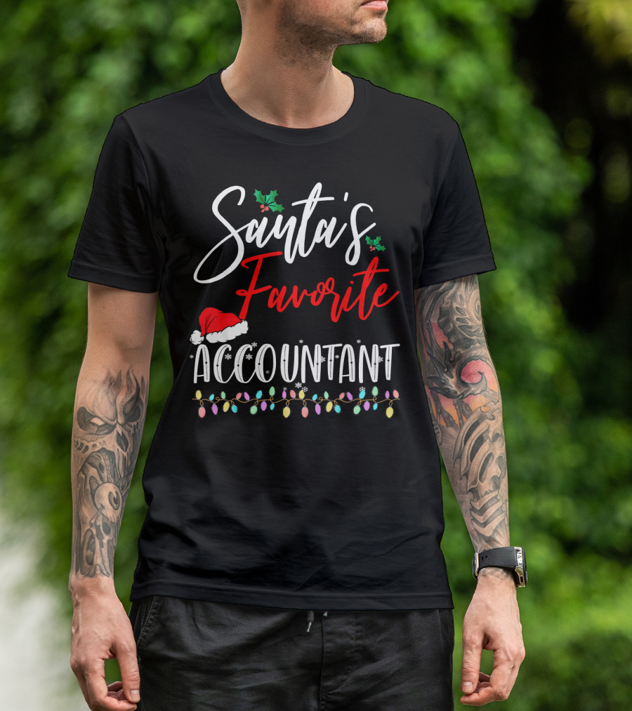 Santa's Favorite Accountant Holiday Lights T-Shirt