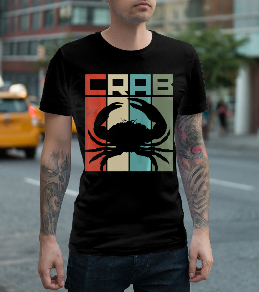 Retro Crab Silhouette Vintage Seafood Lovers T-Shirt