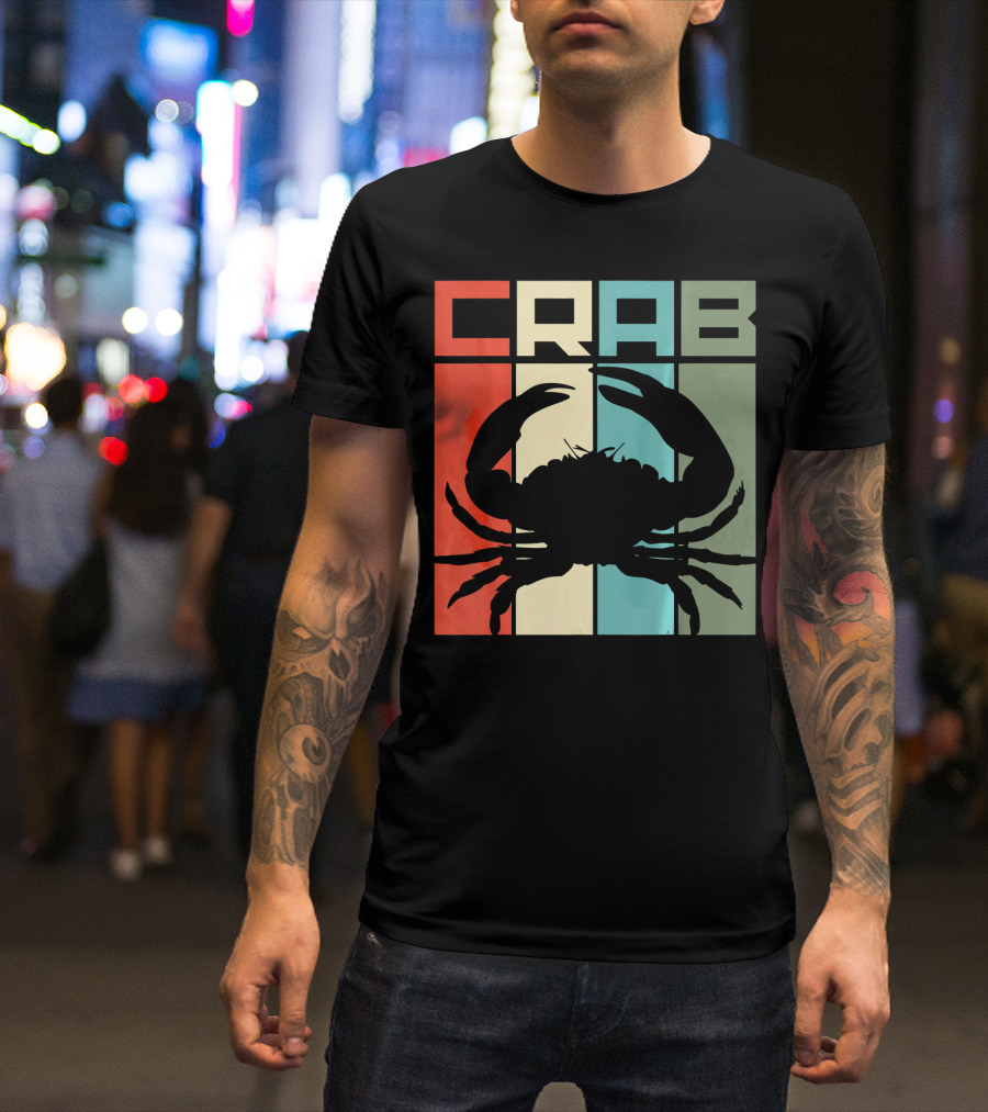 Retro Crab Silhouette Vintage Seafood Lovers T-Shirt
