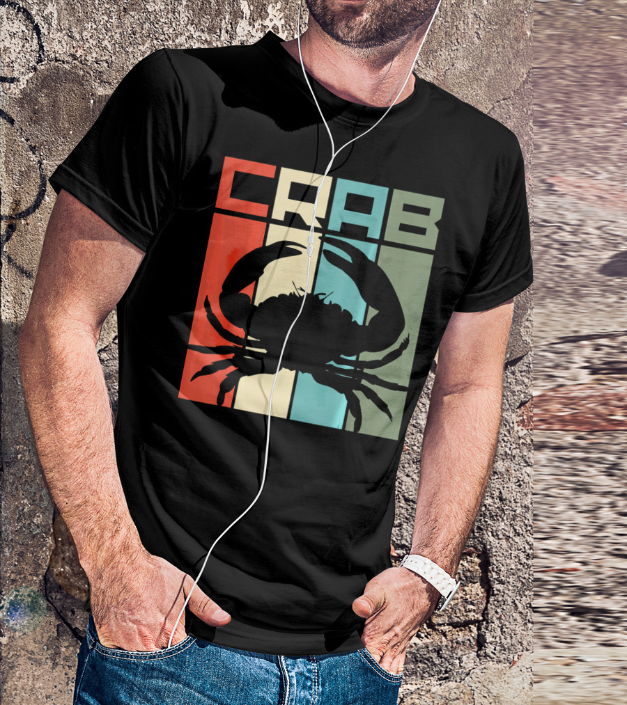 Retro Crab Silhouette Vintage Seafood Lovers T-Shirt
