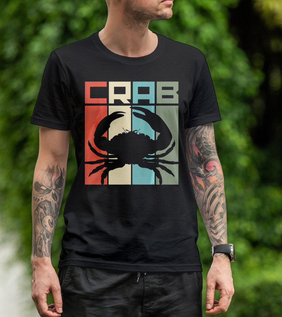 Retro Crab Silhouette Vintage Seafood Lovers T-Shirt