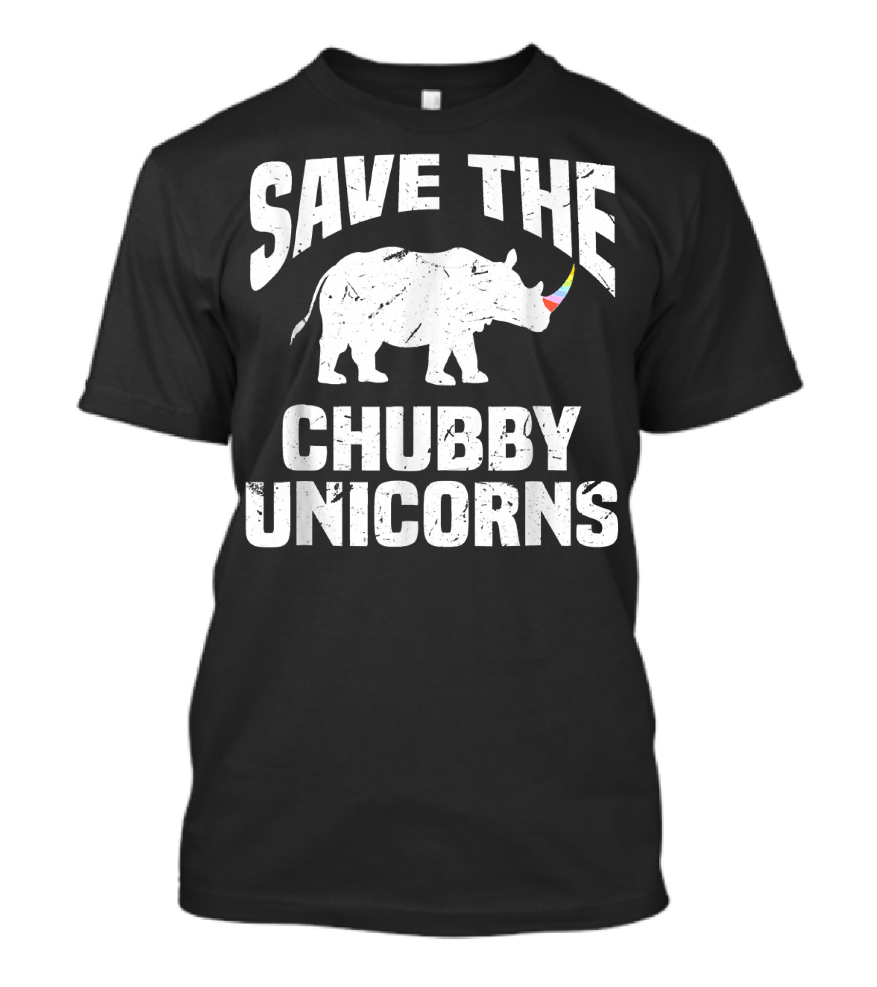 Save The Chubby Unicorns Rhino Rainbow Horn Funny T-Shirt