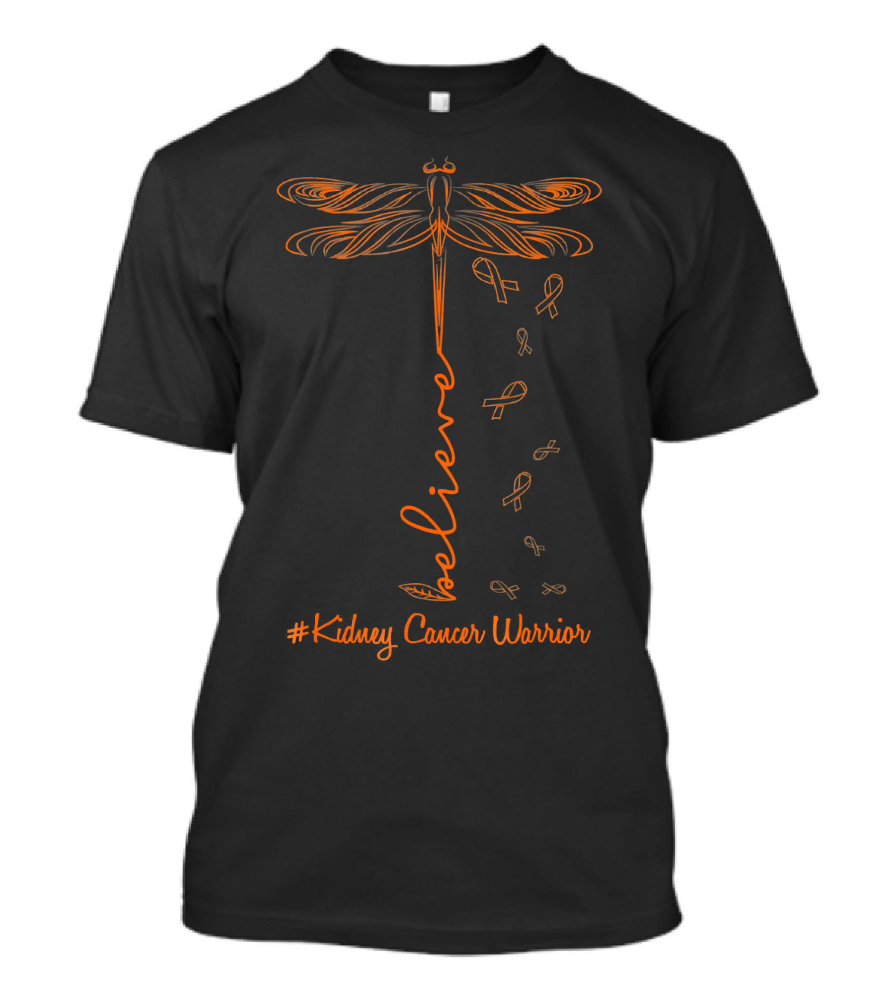 Believe Orange Dragonfly #Kidney Cancer Warrior Survivor T-Shirt