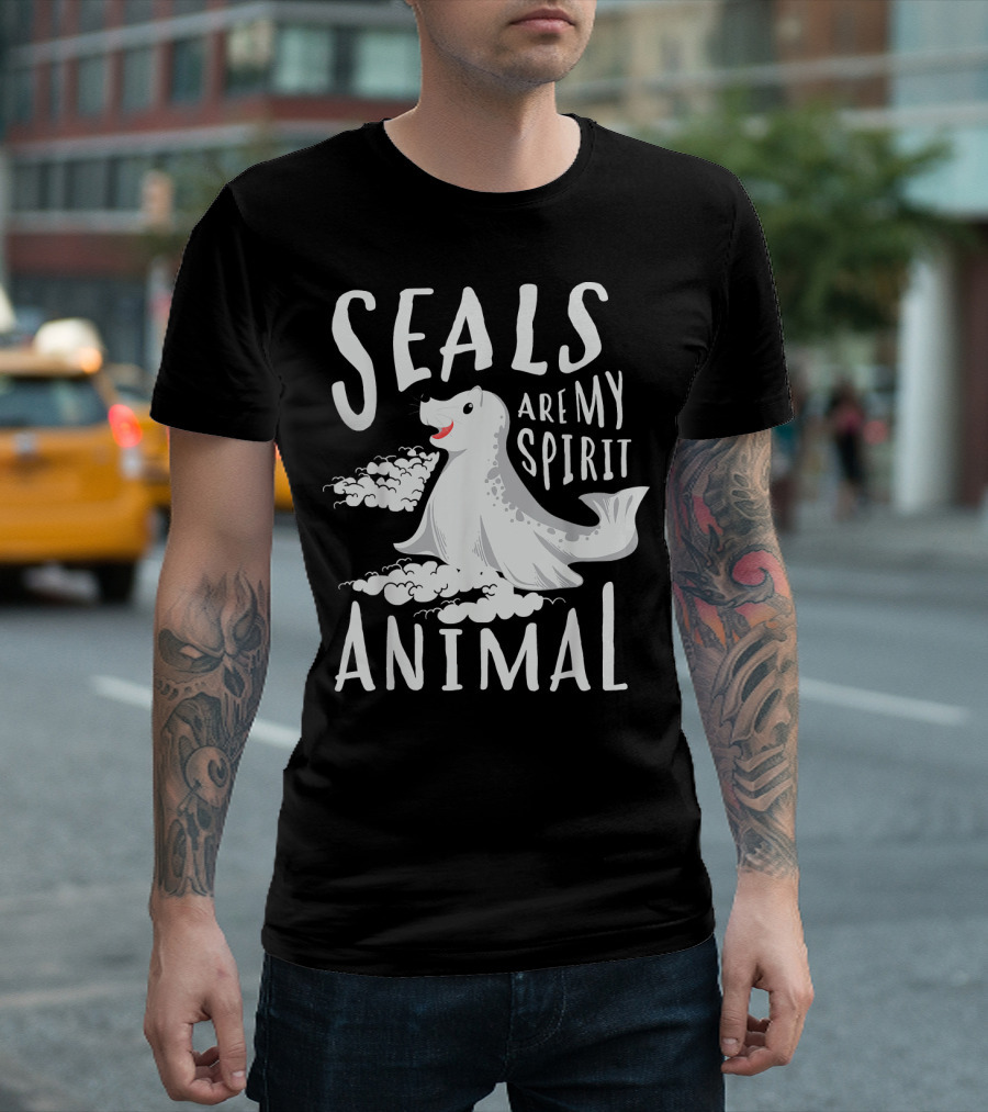 Seals Are My Spirit Animal Whimsical Cloud Playful T-Shirt