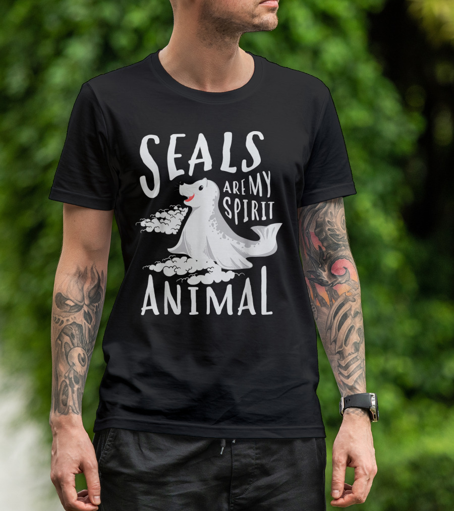 Seals Are My Spirit Animal Whimsical Cloud Playful T-Shirt