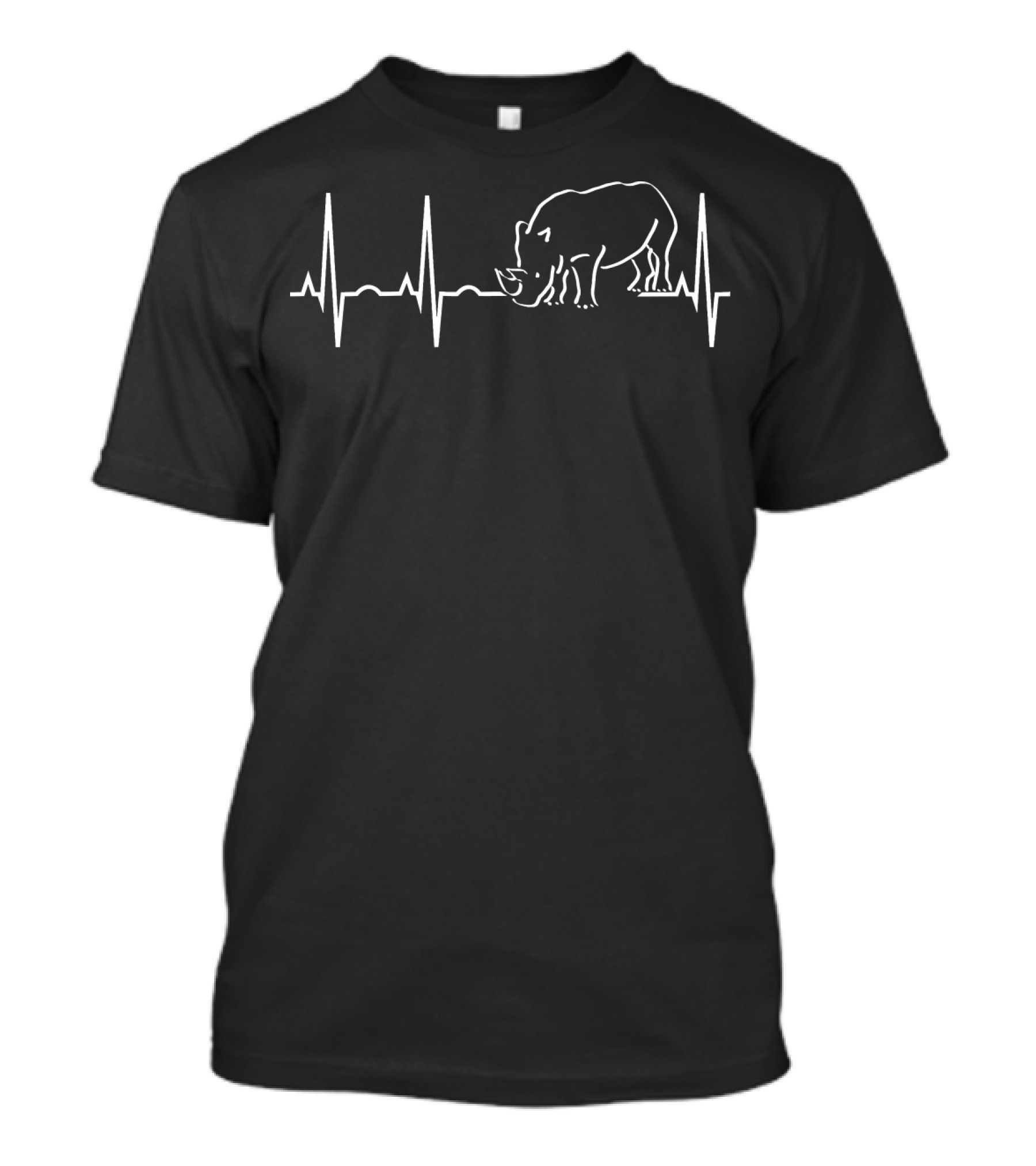 Rhino Heartbeat Best Rhinoceros Outline With Heartbeat T-Shirt