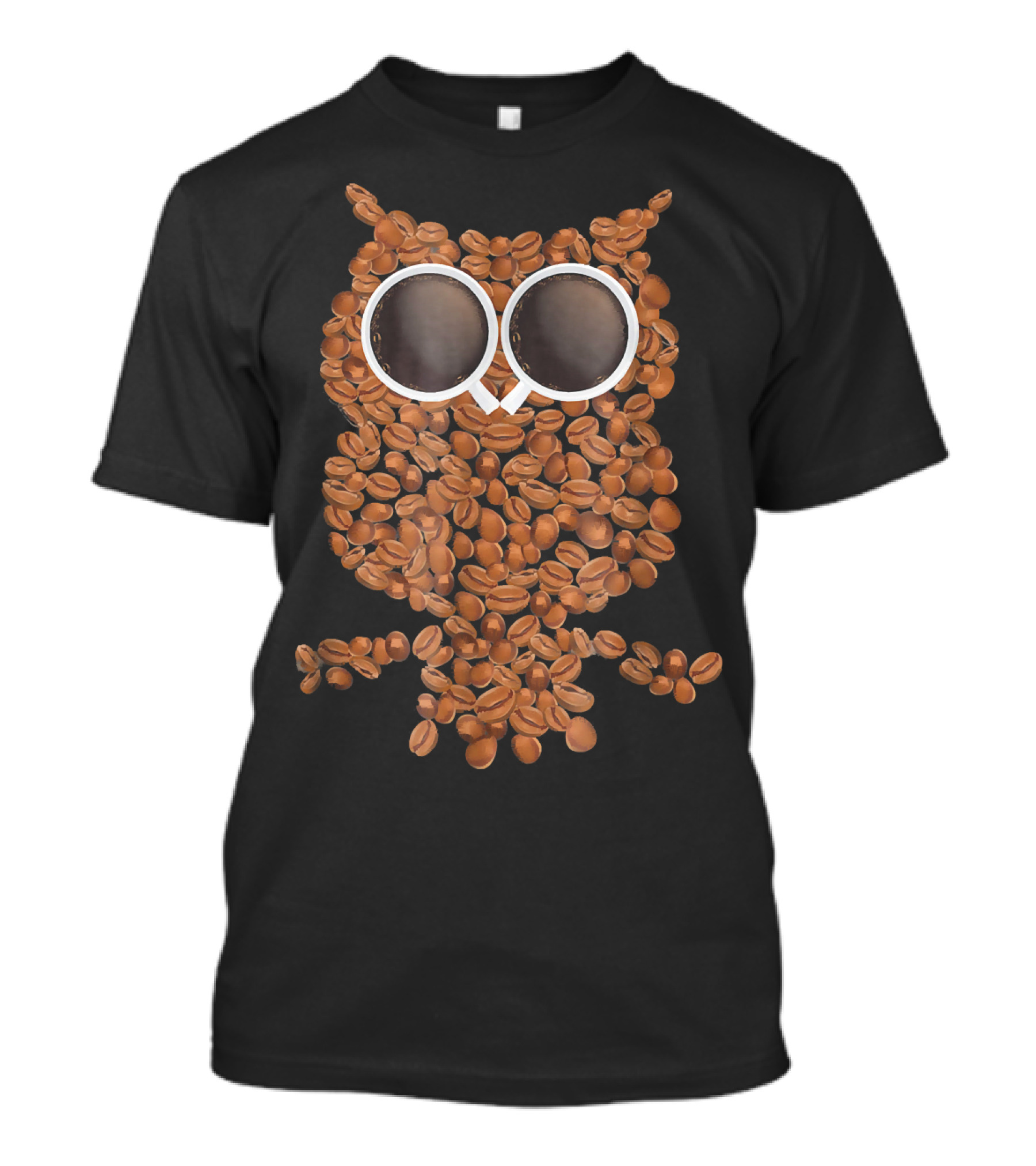 Coffee Beans Owl With Cup Eyes T-Shirt