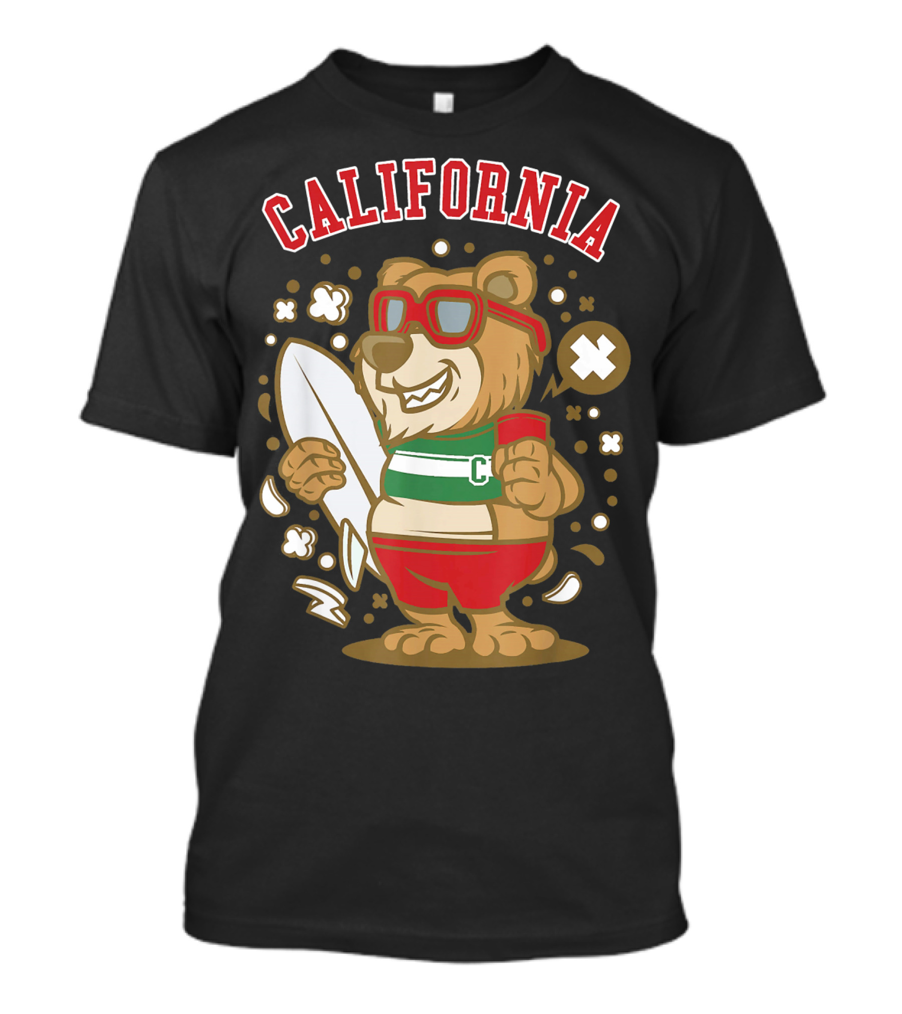 California Surf Bear College Beach Fun T-Shirt