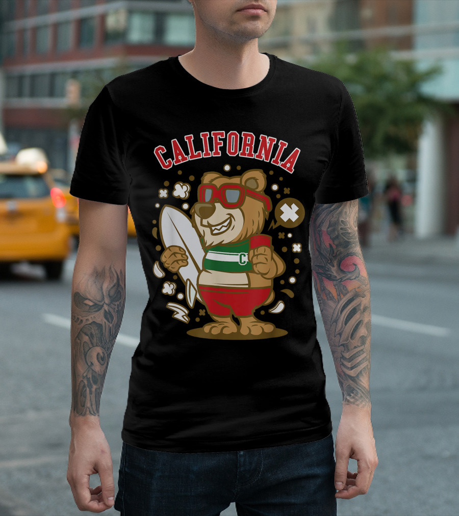 California Surf Bear College Beach Fun T-Shirt