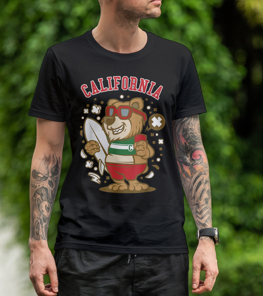 California Surf Bear College Beach Fun T-Shirt