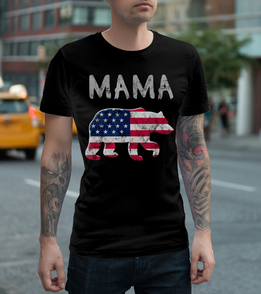 MAMA Bear USA Flag Family 4th of July T-Shirt