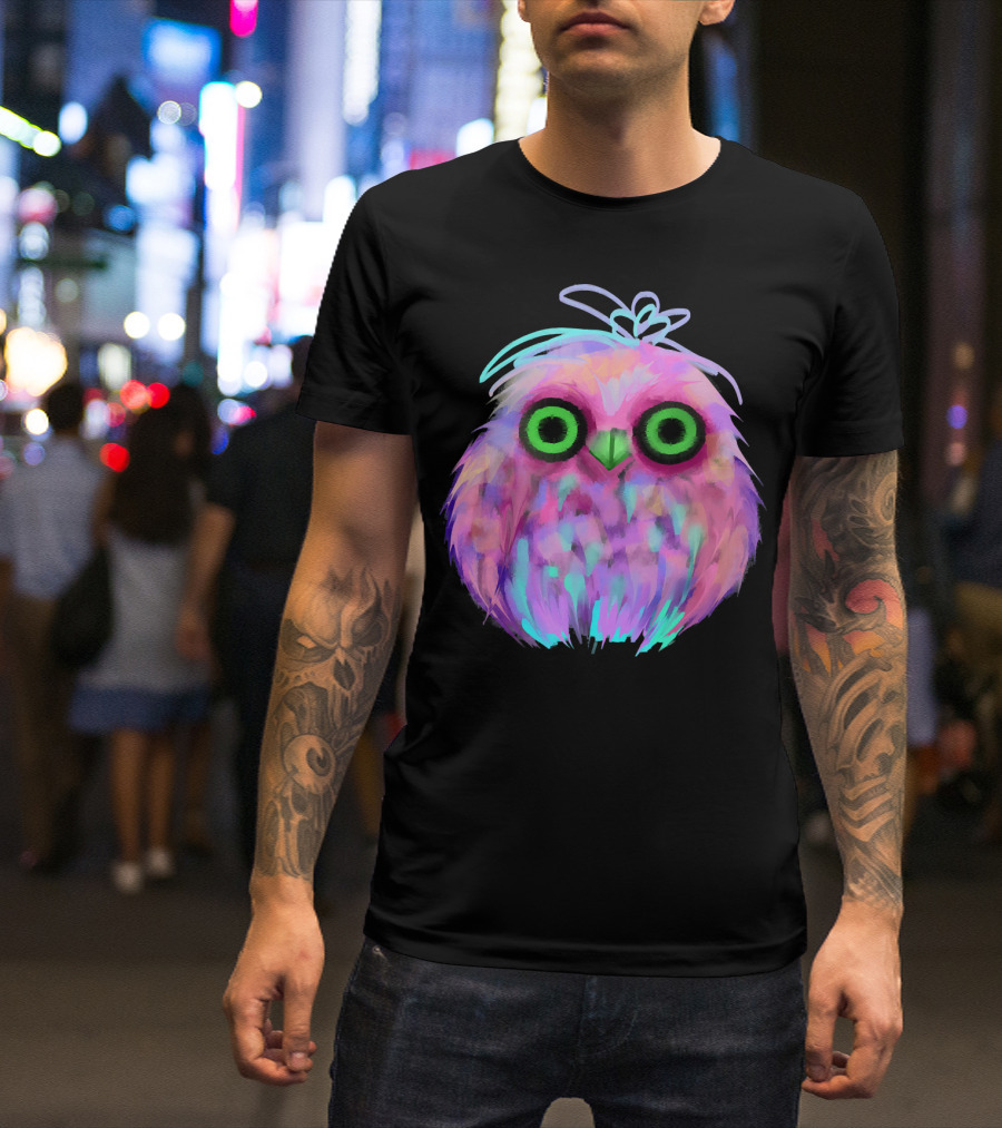 Colorful Rainbow Owl With Vibrant Neon Features T-Shirt