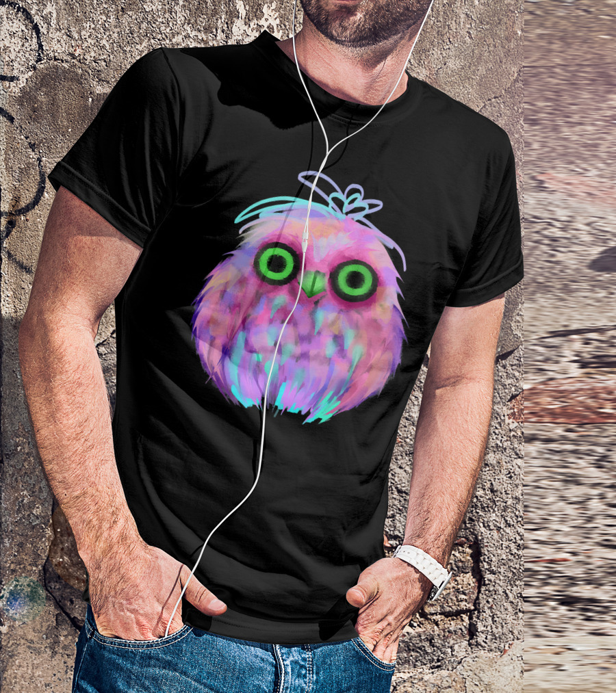 Colorful Rainbow Owl With Vibrant Neon Features T-Shirt