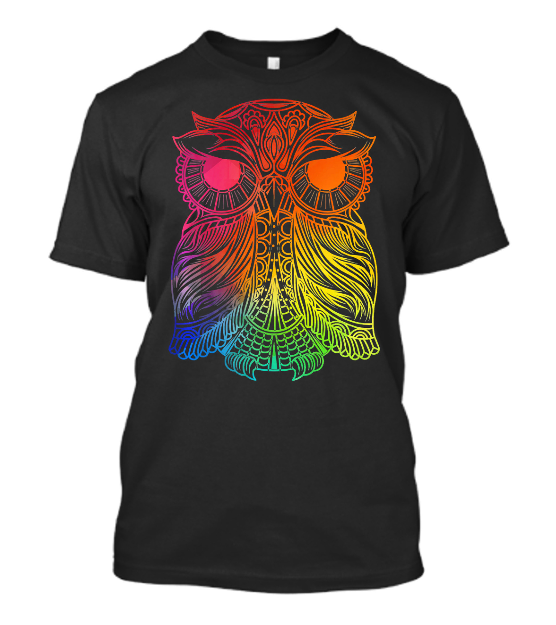 Colorful Gradient Owl Intricate T-Shirt