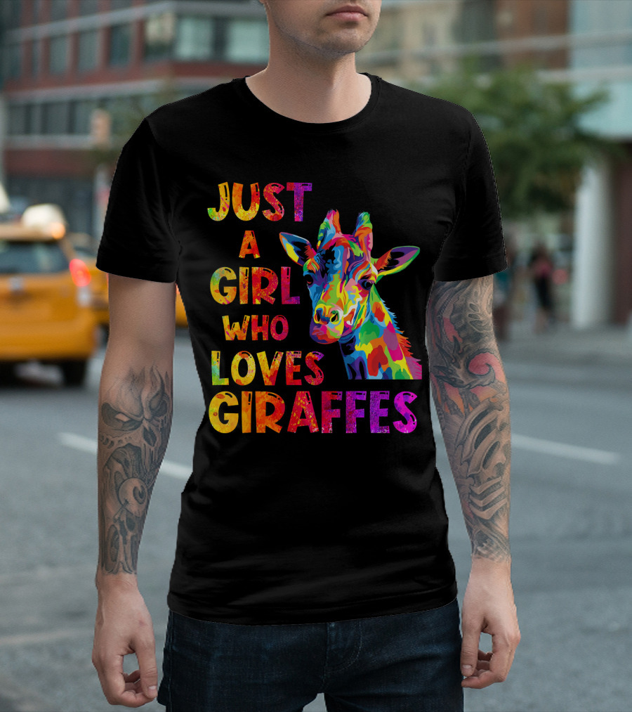 Just A Girl Who Loves Colorful Giraffes T-Shirt