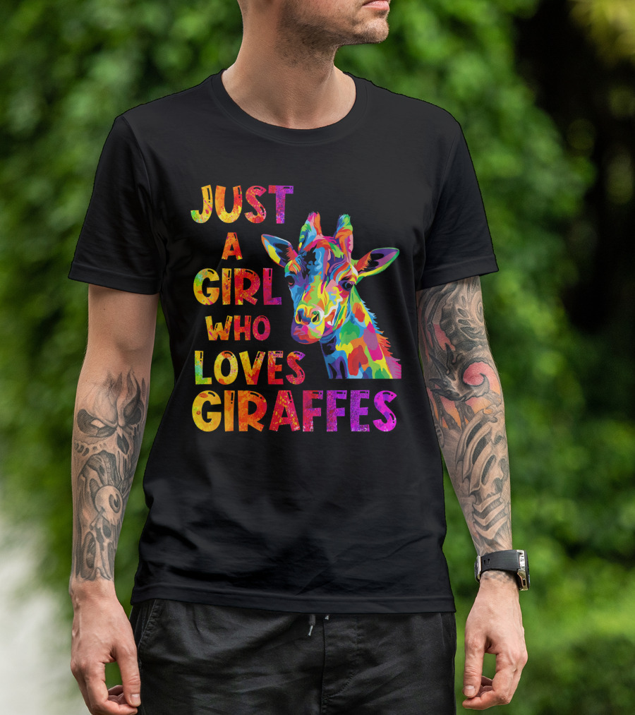 Just A Girl Who Loves Colorful Giraffes T-Shirt