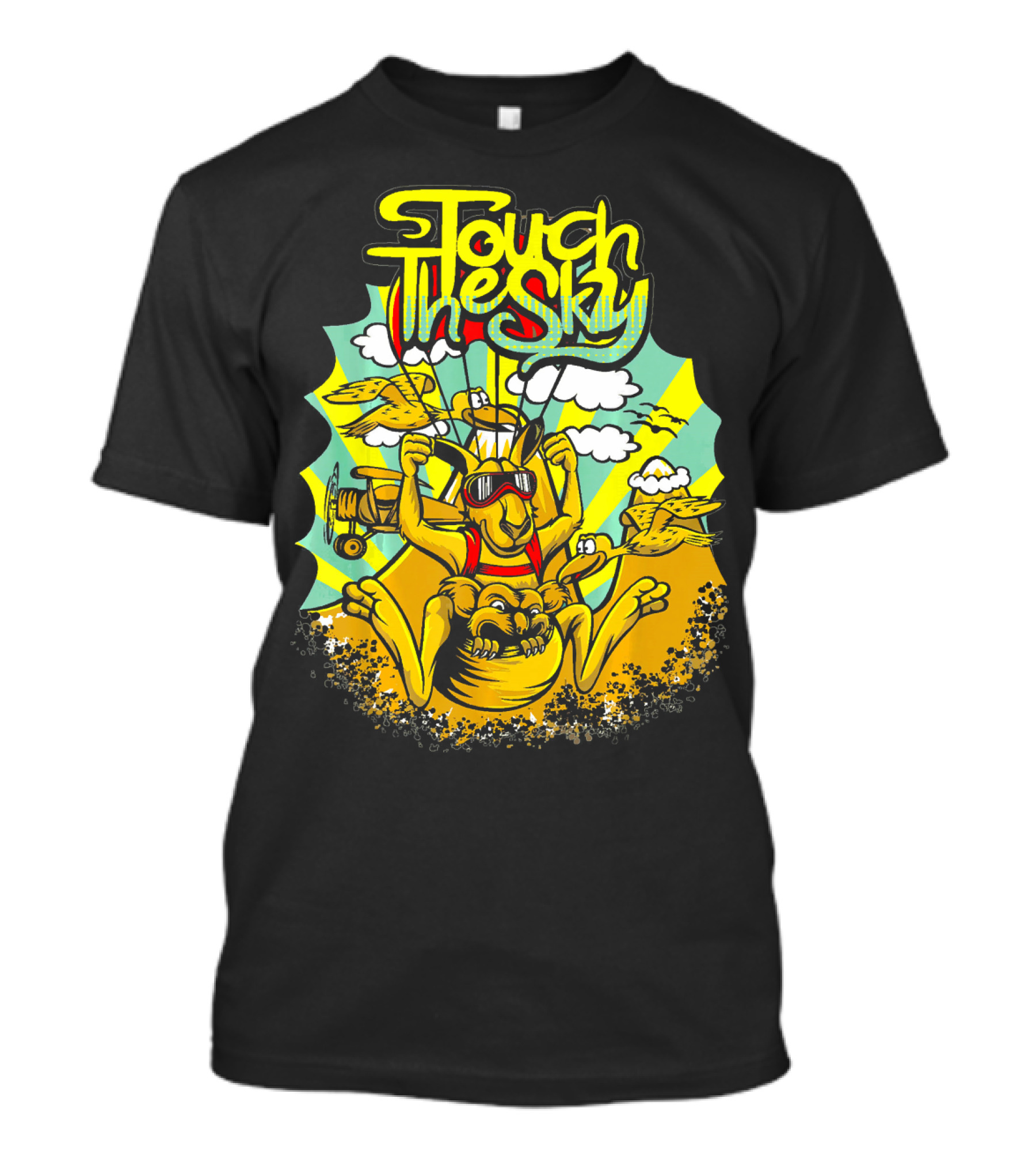Touch The Sky Kangaroo Adventure With Airplanes And Birds T-Shirt