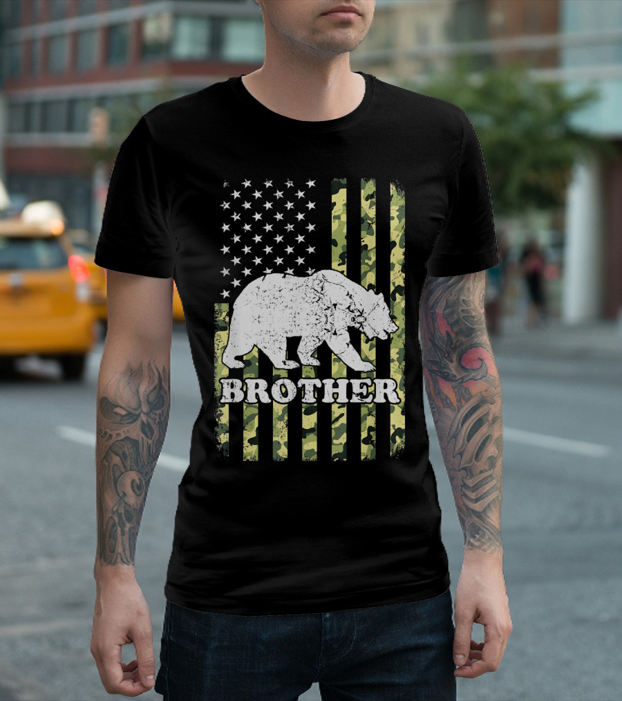 Brother Bear USA Camouflage Flag T-Shirt