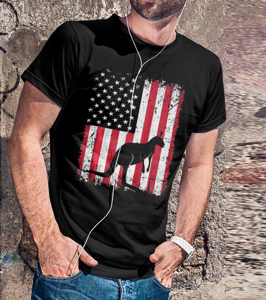American Flag Kangaroo Animal Vintage Patriotic T-Shirt