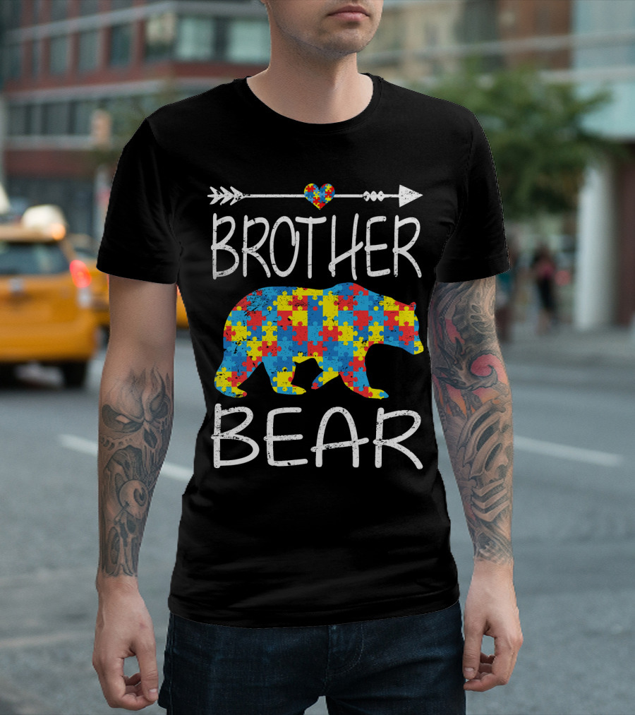 Brother Bear Autism Awareness Puzzle Piece Arrow Love T-Shirt