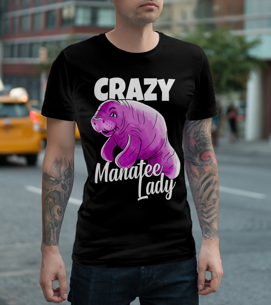 CRAZY Manatee Lady Purple Manatee T-Shirt
