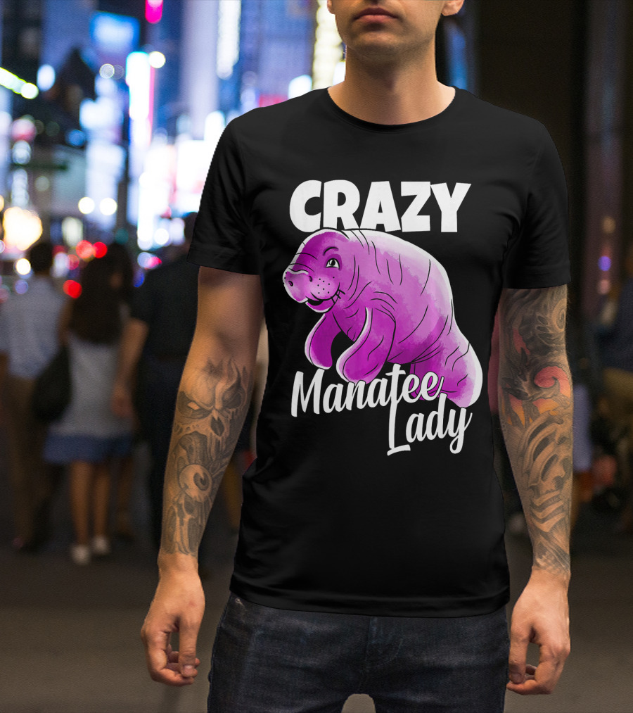 CRAZY Manatee Lady Purple Manatee T-Shirt