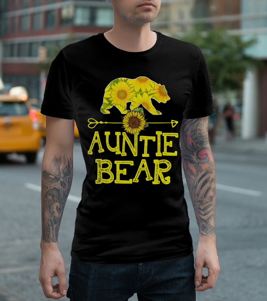 Auntie Bear Sunflower Funny Mother Bear Sunflowers T-Shirt