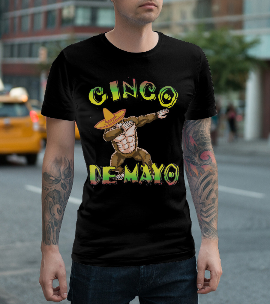 Cinco De Mayo Dabbing Gorilla With Sombrero T-Shirt