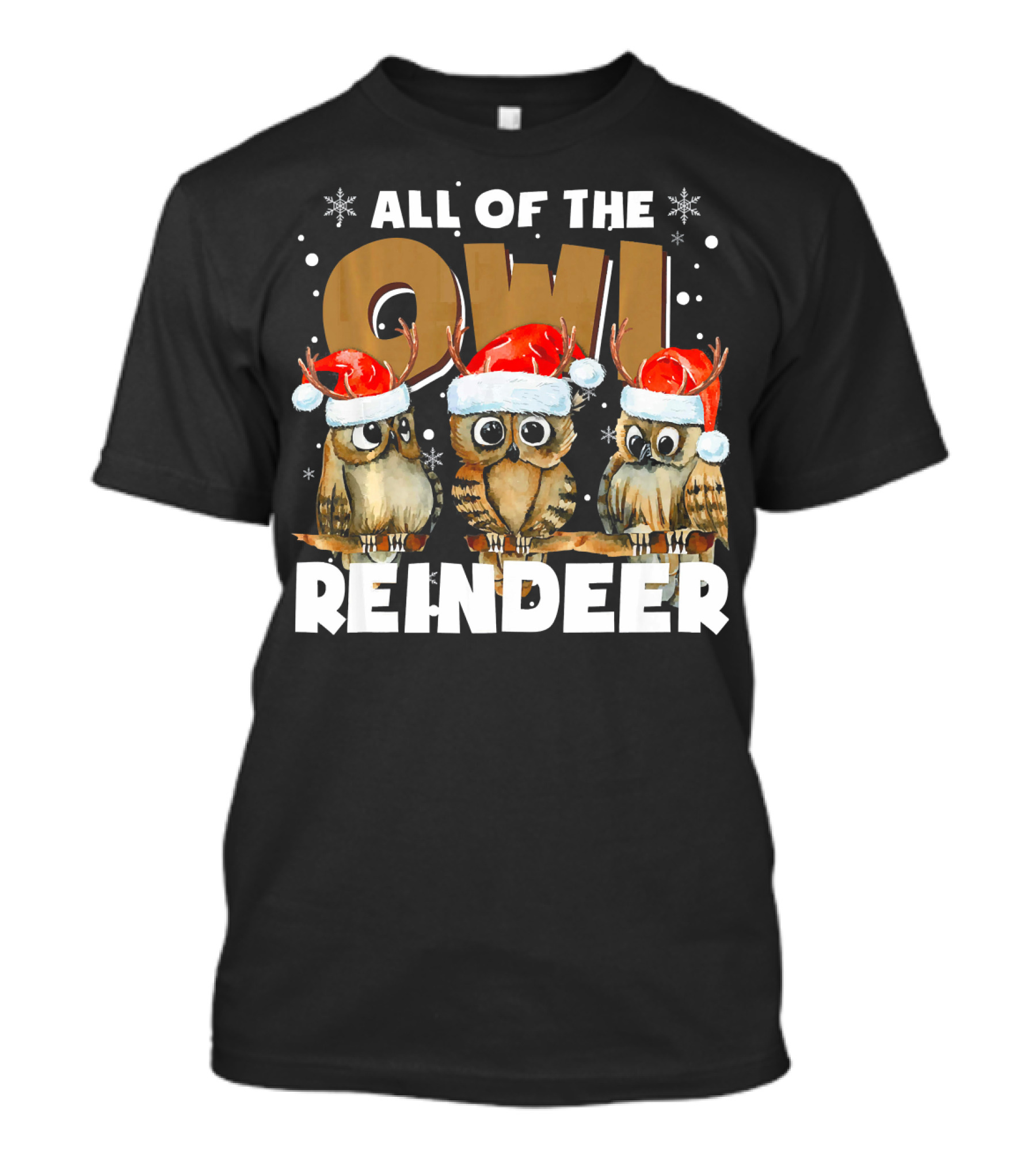 All Of The Owl Reindeer Santa Hats T-Shirt