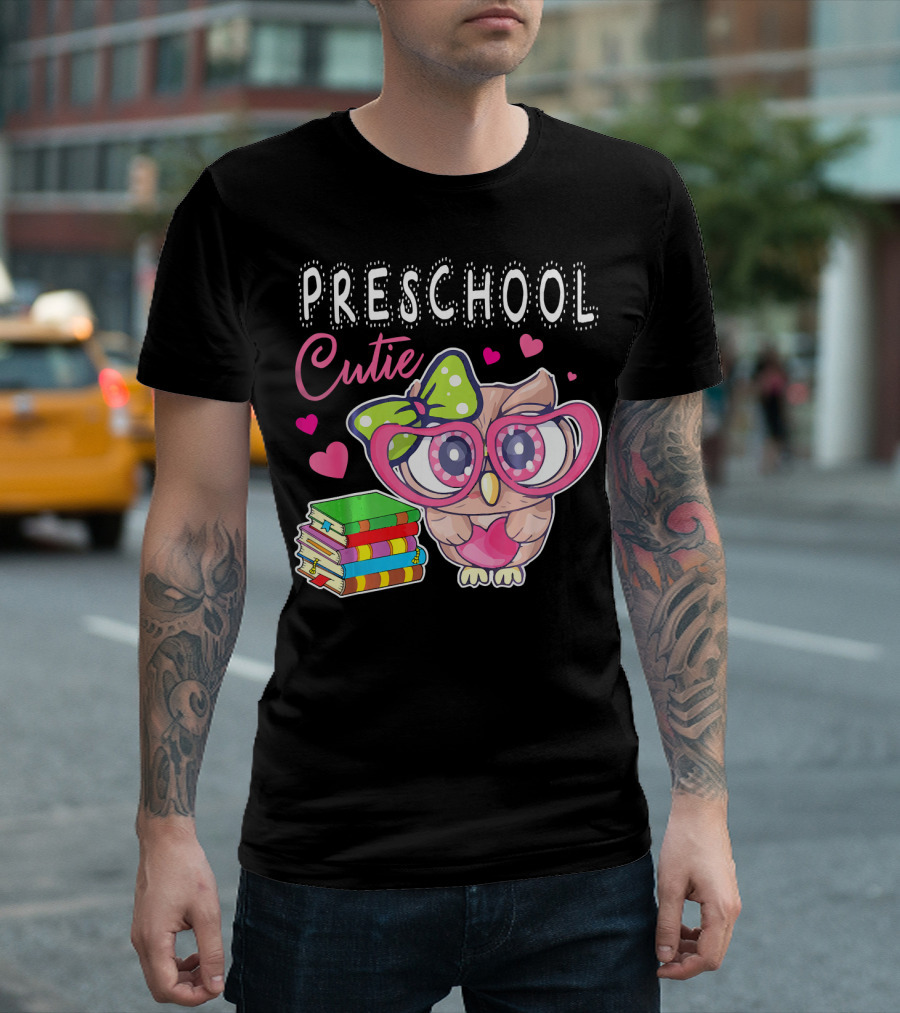 Preschool Cutie Owl with Glasses and Books T-Shirt