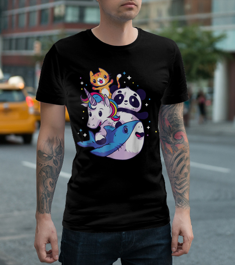 Cute Magical Bunch Unicorn Panda Shark Cat T-Shirt