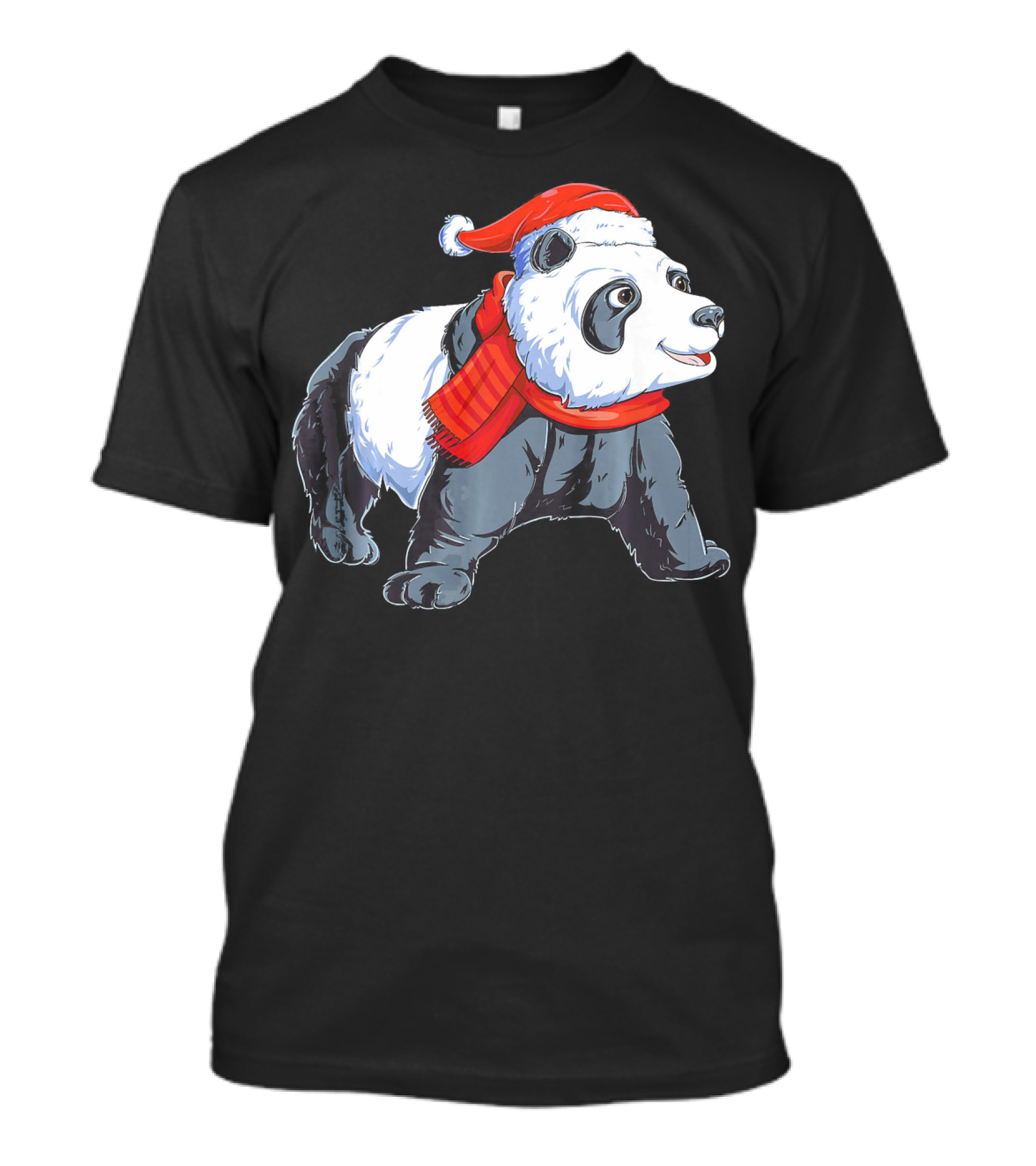 Christmas Panda Santa Hat Winter Scarf Holiday T-Shirt