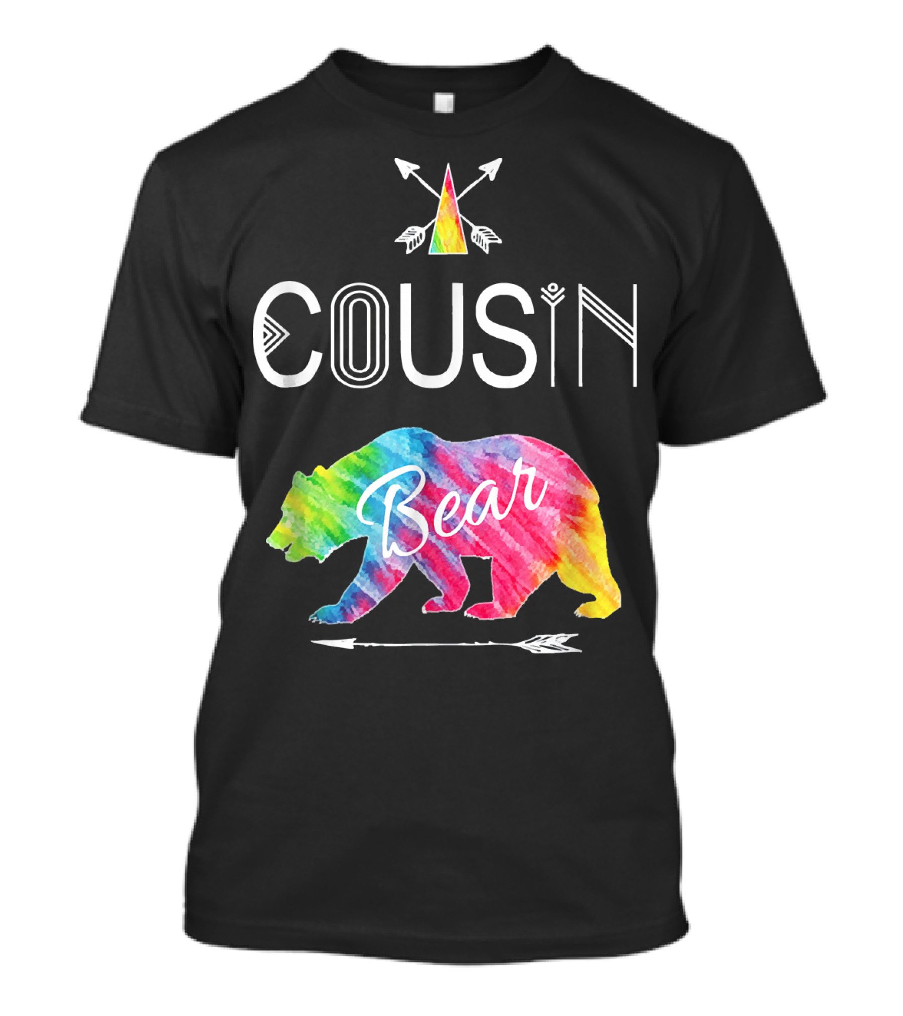 Cousin Bear Tie Dye Family Vacation Arrow Adventure T-Shirt