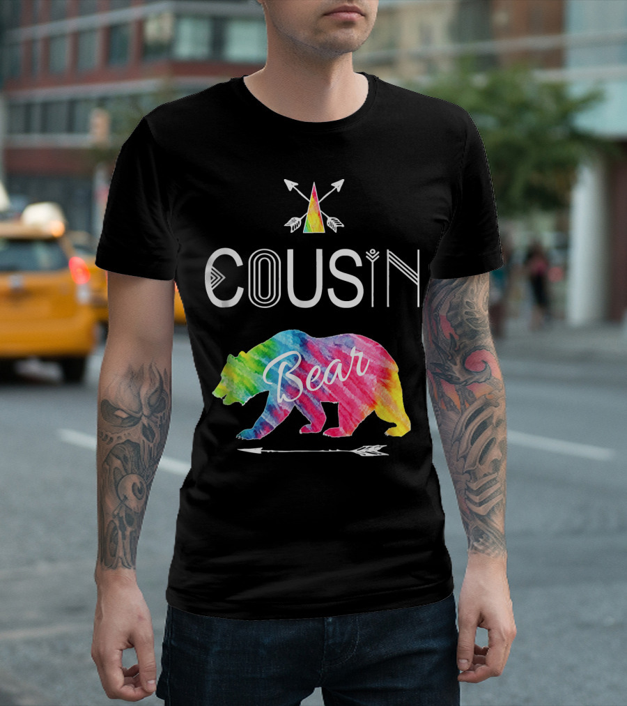 Cousin Bear Tie Dye Family Vacation Arrow Adventure T-Shirt