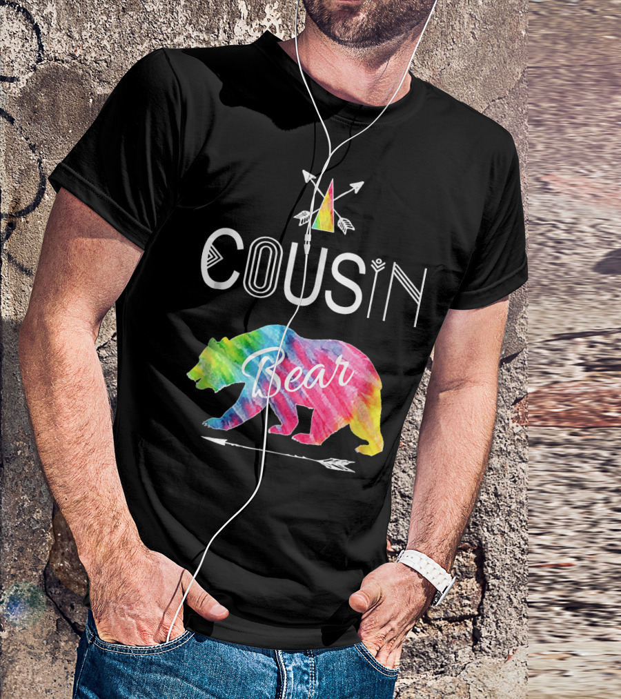 Cousin Bear Tie Dye Family Vacation Arrow Adventure T-Shirt