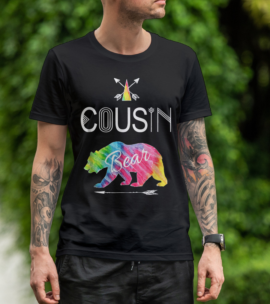 Cousin Bear Tie Dye Family Vacation Arrow Adventure T-Shirt