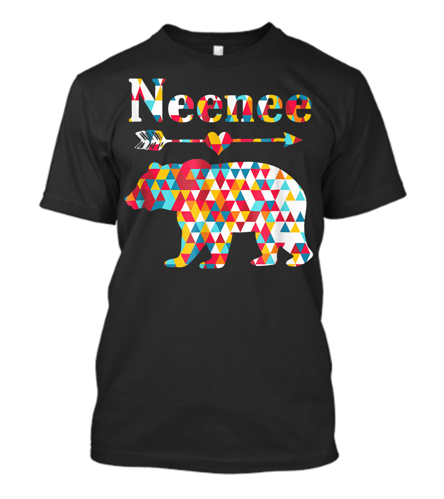 Neenee Arrow Bear Colorful Geometric Vintage Family T-Shirt