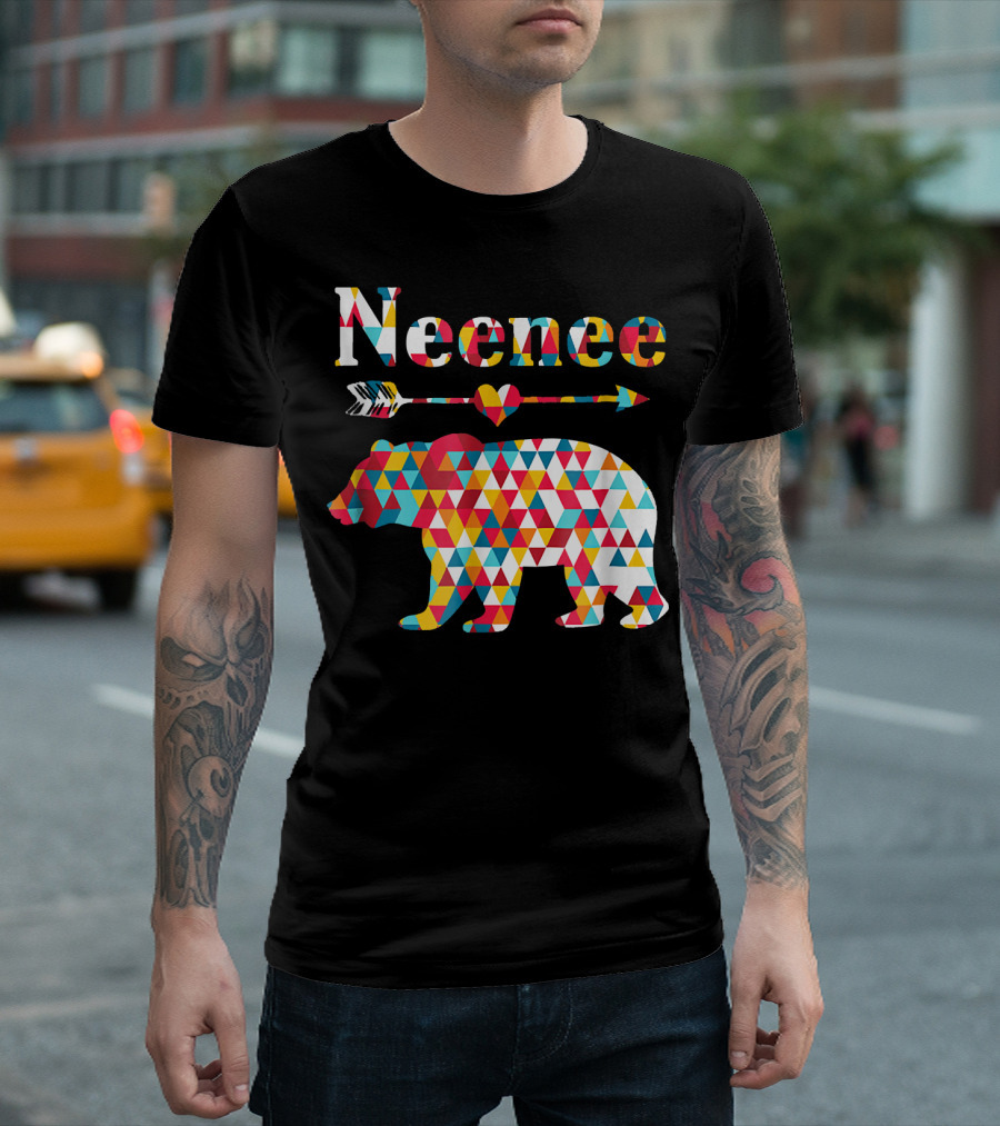 Neenee Arrow Bear Colorful Geometric Vintage Family T-Shirt
