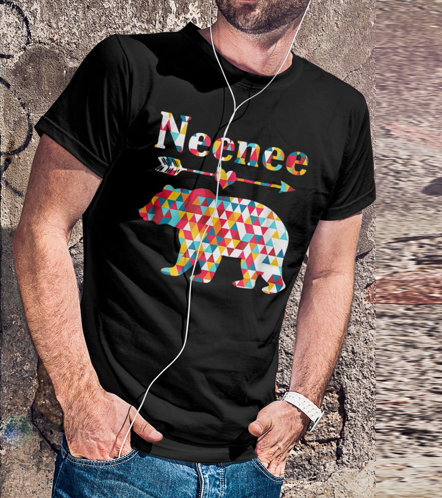 Neenee Arrow Bear Colorful Geometric Vintage Family T-Shirt