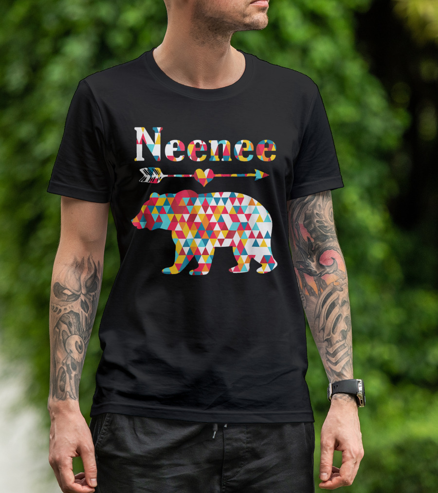 Neenee Arrow Bear Colorful Geometric Vintage Family T-Shirt
