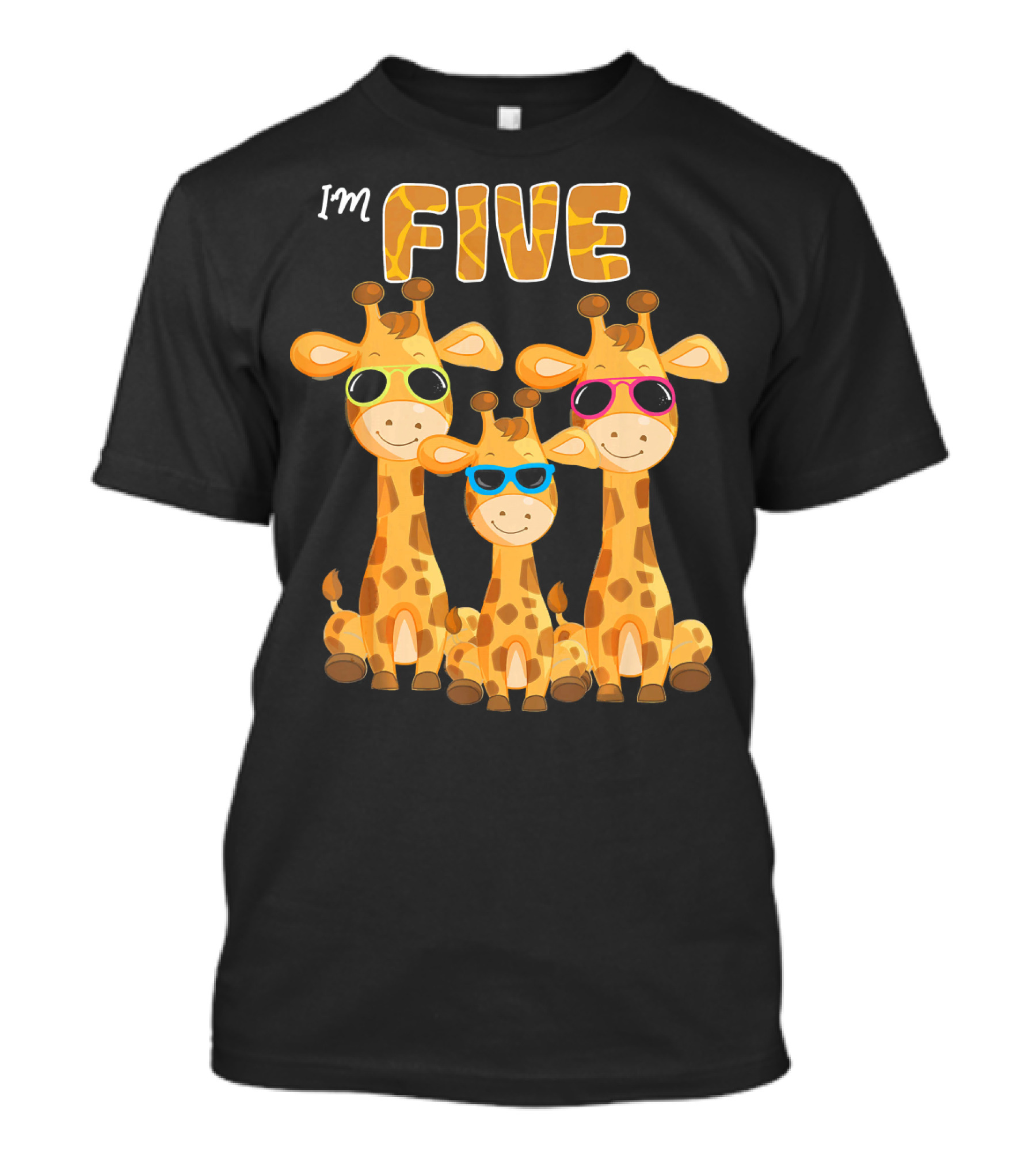 I'm Five Cool Giraffe Birthday Party 5 Year T-Shirt