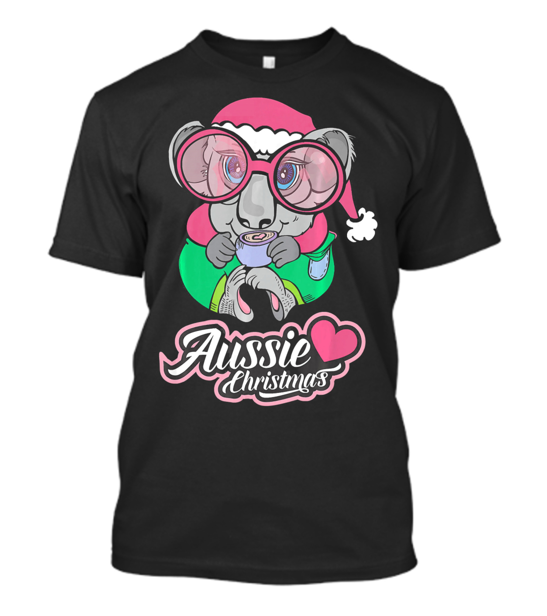 Aussie Christmas Koala With Heart And Festive Glasses T-Shirt